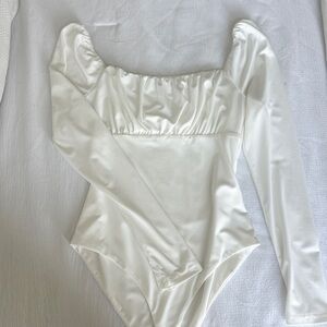 Princess Polly White Fitted Long Sleeve Bodysuit